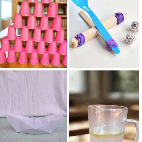 picture-of-tower-cup-challenge-popsicle-stick-paper-boat-oil-and-water-experiment-in-5-simple-STEM-activities-for-kids
