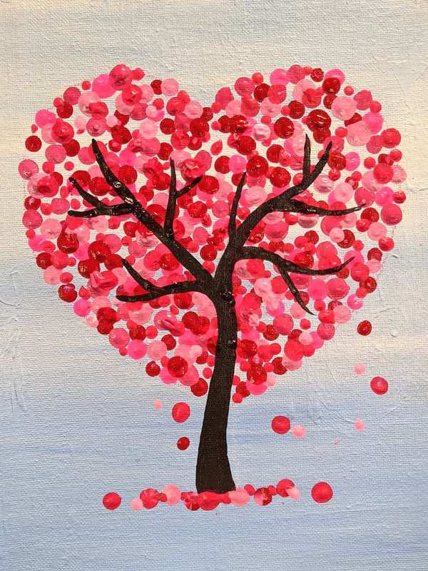 Tree-trunk-designed-with-finger-print-using-red-colour.