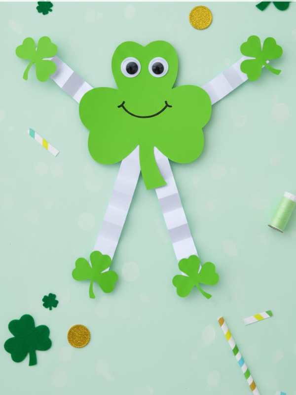 Shamrock-man-made-from-white-and-green-paper-the-green-paper-was-used-for-the-head-chest-hand-and-legs.