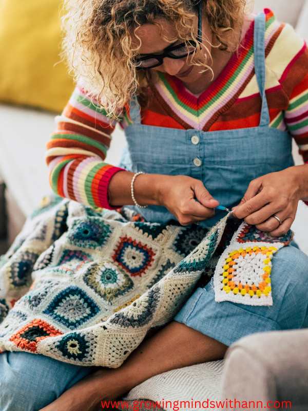 Woman-knitting-a-table-cloth-in-creative-mother's-day-gift-ideas-to-make-and-sell.