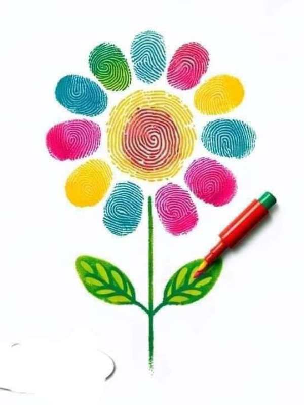 fingerprint-flower-made-from-different-colors-in-lovely-mother's-day-flower-crafts-for-kids.