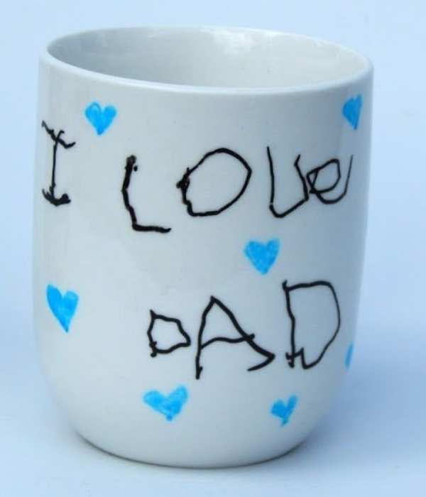 White-mug-written-I-love-dad-and-drawn-little-hearts.