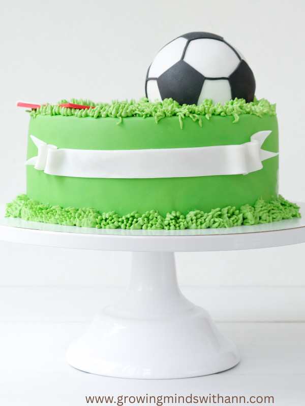 cake-designed-green-and-white-with-football-on-top.