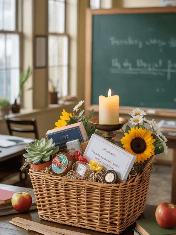 Basket-filled-with-flower-stationaries-and-fruits.