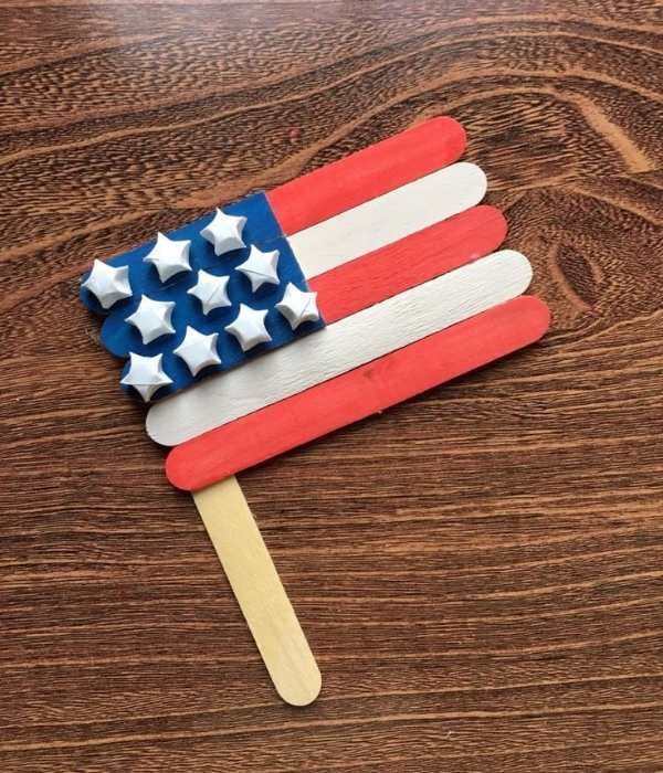 American-flag-designed-with-a-popsicle-stick-in-fun-and-creative-4th-of-July-crafts-for-kids.
