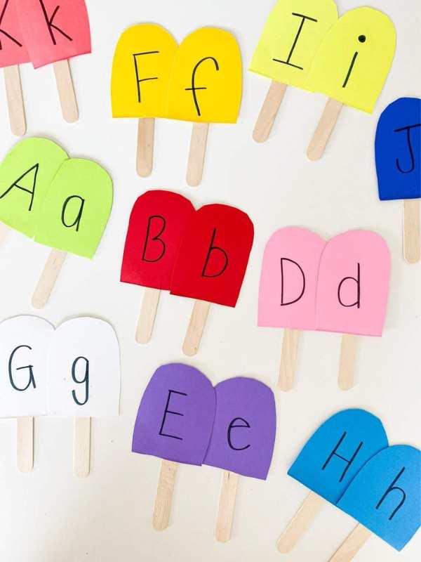 Popsicle-stick-with-upper-and-lower-case-alphabets-written-on-each-of-it-on-popsicle-stick-matching-activities-for-toddlers.