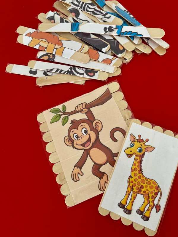 Popsicle-sticks-with-monkey-and-giraffe-stickers.