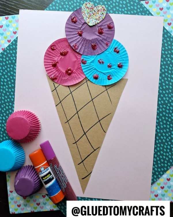 Cupcake-liner-ice-cream-made-with-purple-blue-and-red-cupcake.