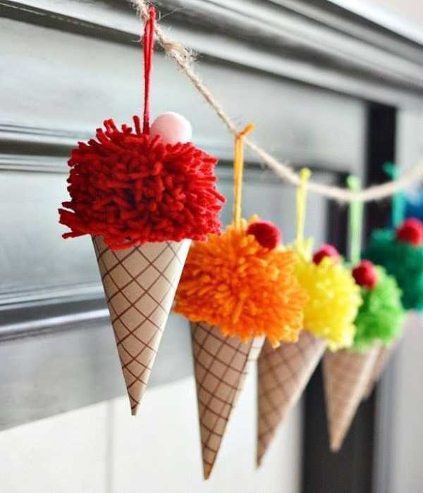 Pom-pom-ice-cream-cone-garland-hanged-beside-a-window