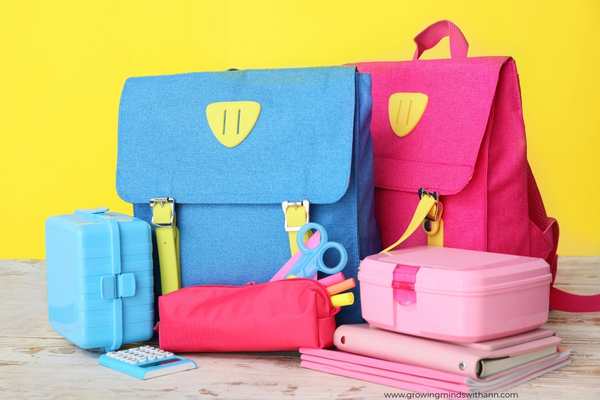 Pink-and-blue-backpack-in-back-to-school-organization-hacks-for-moms.