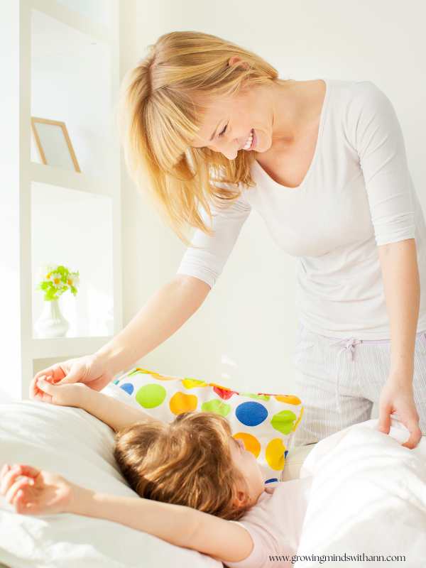 Mom-waking-her-child-from-sleep.