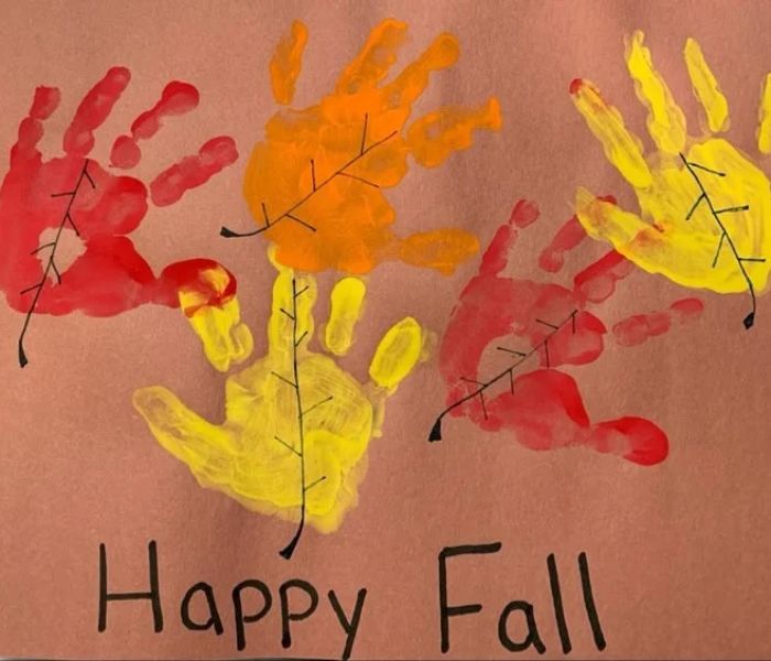 Handprint-leaf-on-a-brown-paper.