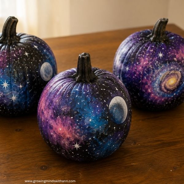 Galaxy-painted-pumpkins-in--pumpkin-painting-ideas-for-kids.