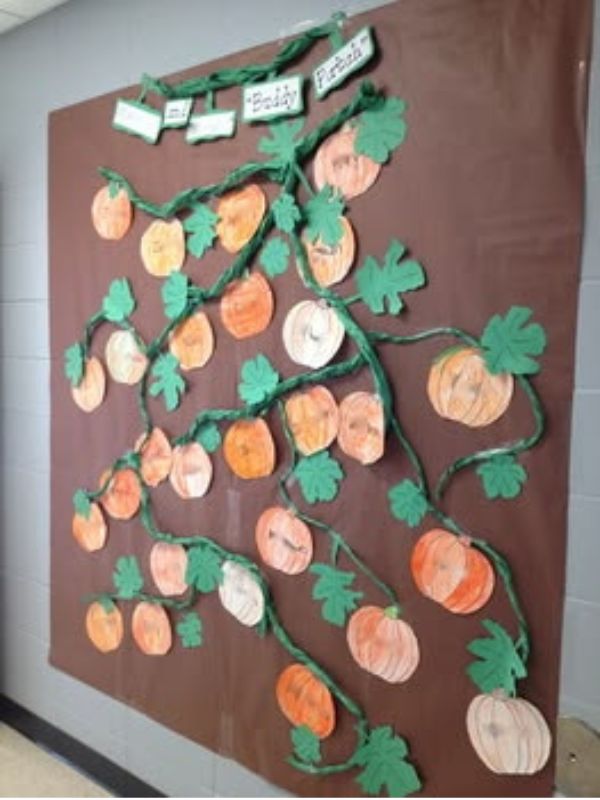 Pumpkin-name-display-on-a-bulletin-board.