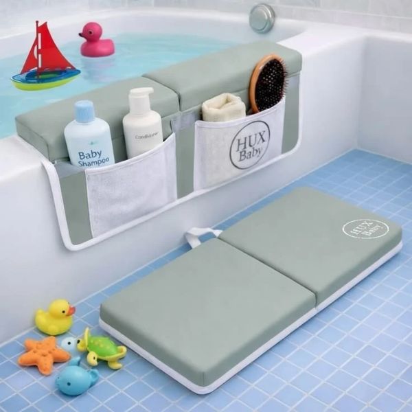 Baby-bath-kneeler-and-elbow-rest-with-baby-wash-and-brush-in-the-pocket.