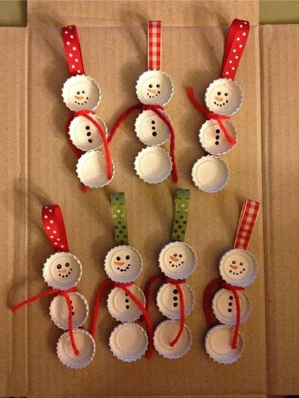Seven-bottle-cap-snowman-ornament-in-Christmas-keepsakes-kids-can make for their-parents.
