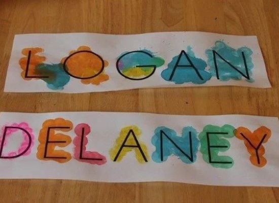 Name-painting-in-different-colors-in-name-activities-for-preschoolers.